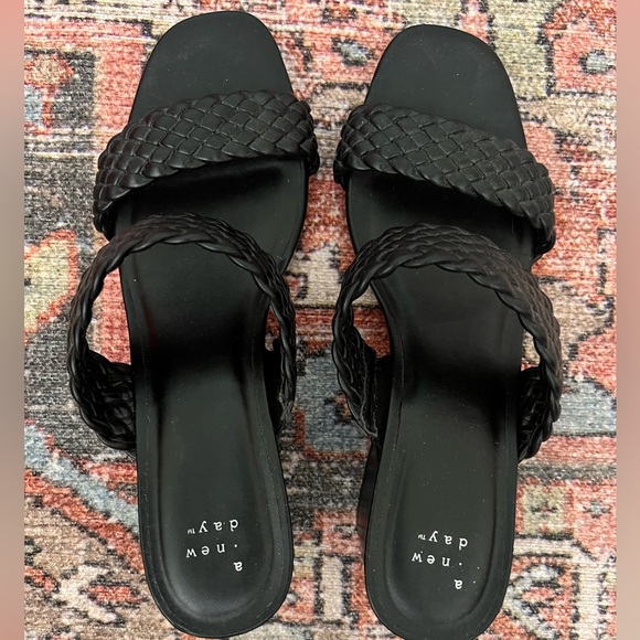 a new day Shoes - A New Day - black woven heel sandal - size 8.5